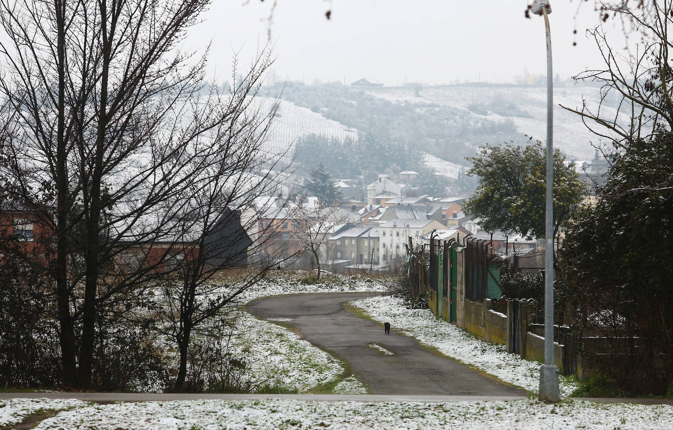 El temporal ha permitido que la capital berciana se tiñera de blanco en la mañana de este sábado